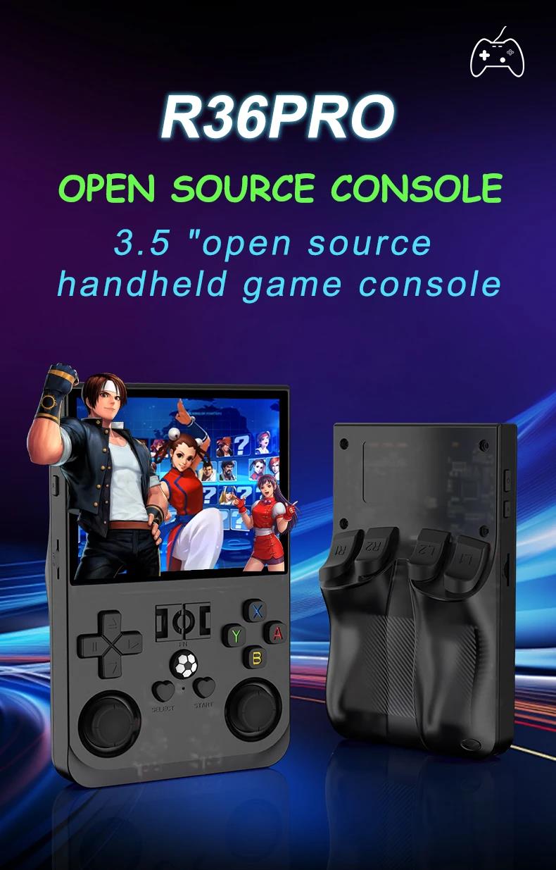 2025 Upgrade R36Pro Retro Handheld Game Console with 64GBuilt-in 18000+ Classic Games, Portable Video Gaming Console Linux System 4.0 Inch IPS Screen, 4000mAh Rechargeable Battery-Black