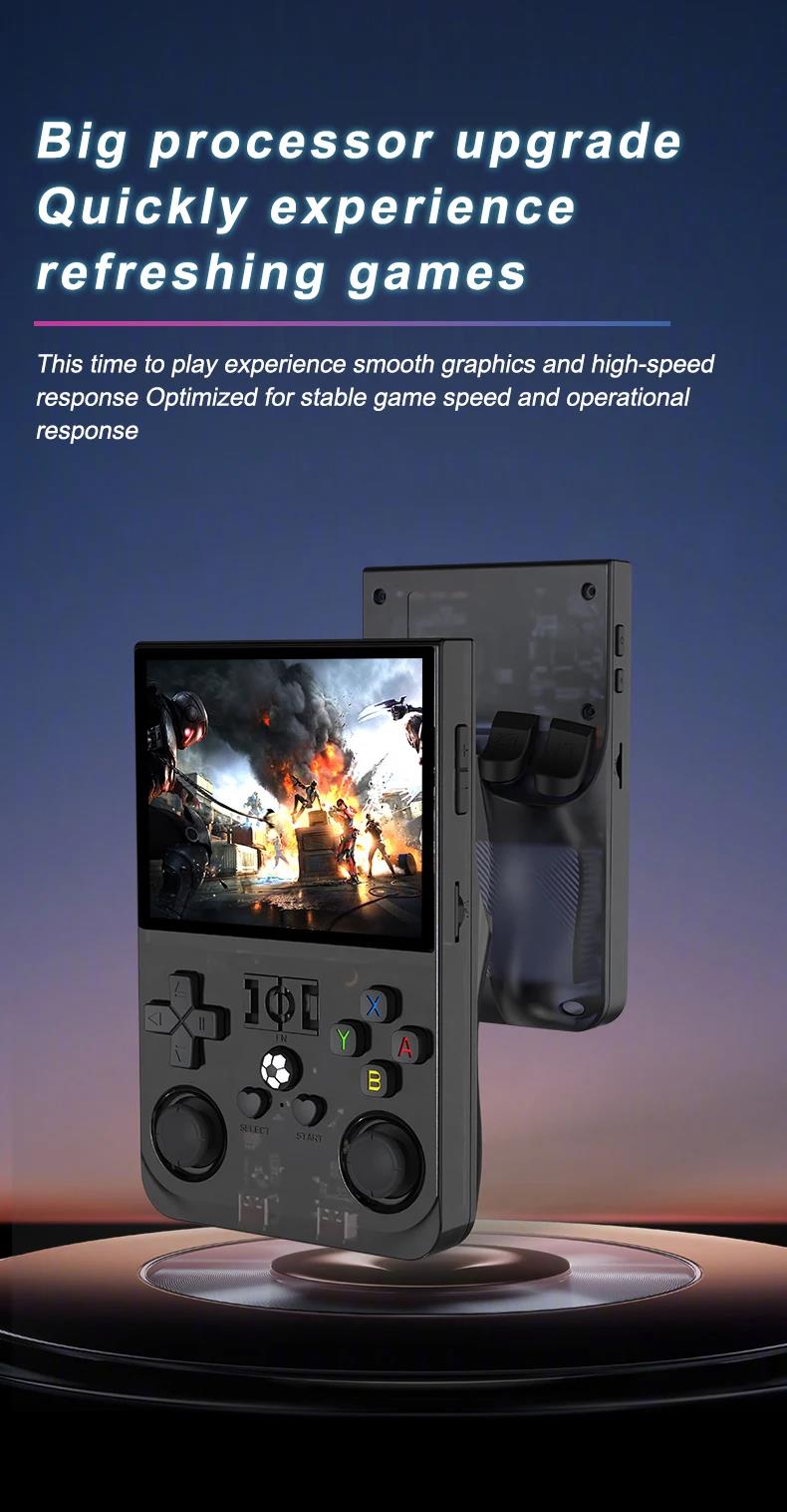 2025 Upgrade R36Pro Retro Handheld Game Console with 64GBuilt-in 18000+ Classic Games, Portable Video Gaming Console Linux System 4.0 Inch IPS Screen, 4000mAh Rechargeable Battery-Black