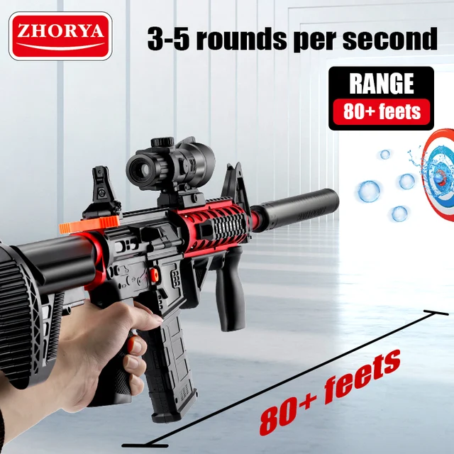 A4R M416 Electric Toy Gun - High-Speed Gel Ball Blaster with Drum Magazine, 80ft Range, Rechargeable Battery & Accessories - Perfect for Outdoor Play & Gifts