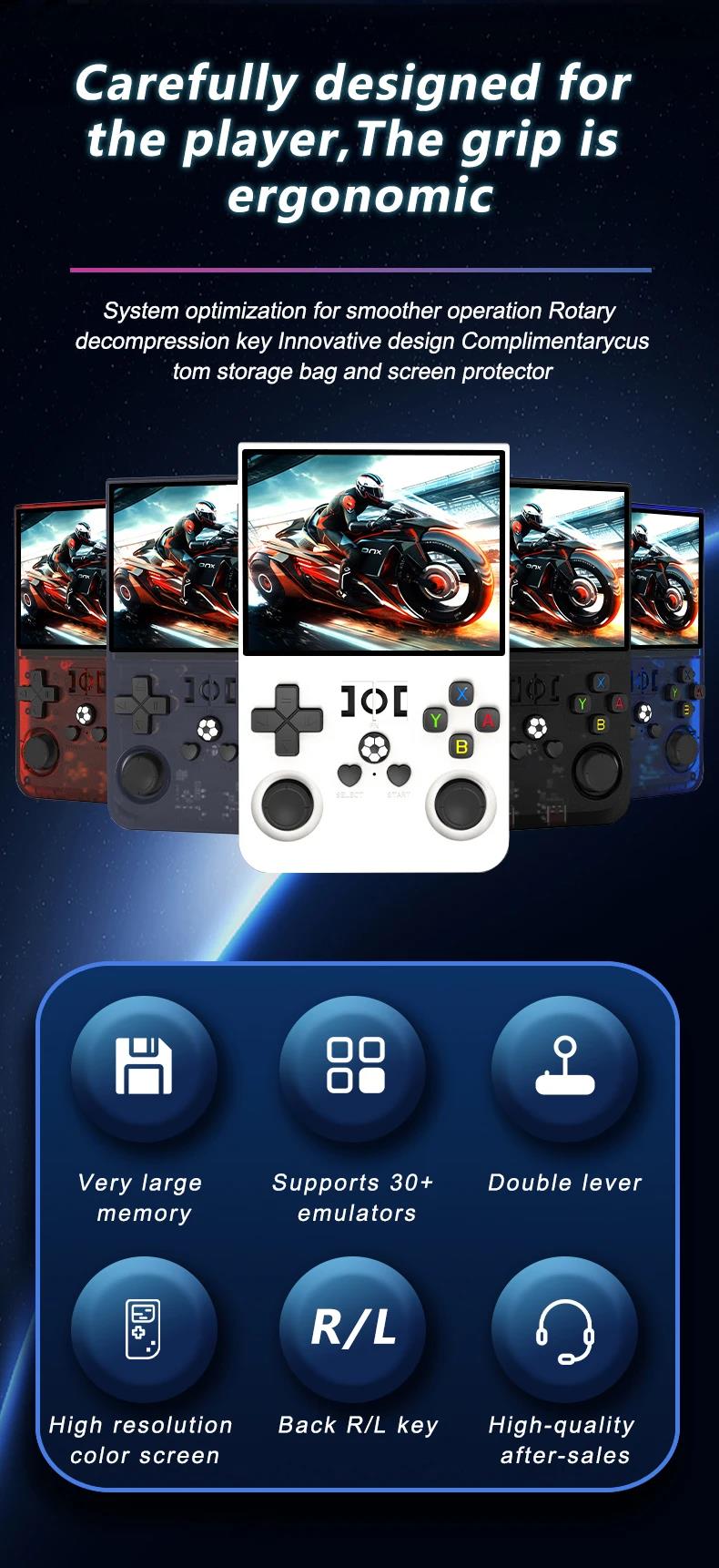2025 Upgrade R36Pro Retro Handheld Game Console with 64GBuilt-in 18000+ Classic Games, Portable Video Gaming Console Linux System 4.0 Inch IPS Screen, 4000mAh Rechargeable Battery-Black
