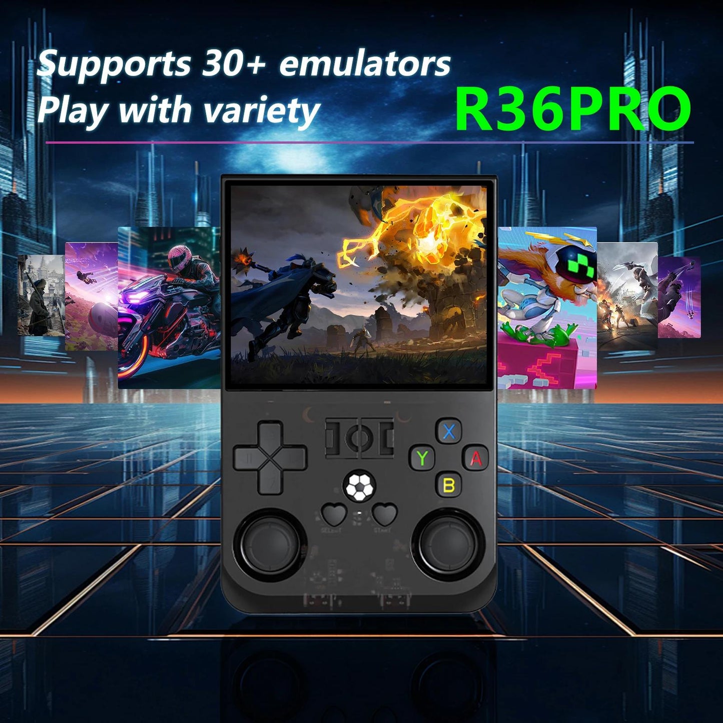 2025 Upgrade R36Pro Retro Handheld Game Console with 64GBuilt-in 18000+ Classic Games, Portable Video Gaming Console Linux System 4.0 Inch IPS Screen, 4000mAh Rechargeable Battery-Black