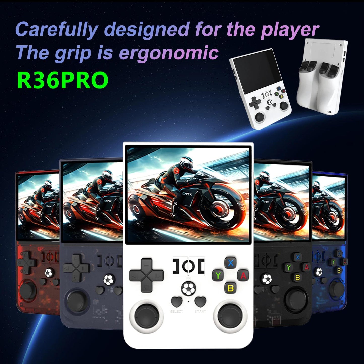 2025 Upgrade R36Pro Retro Handheld Game Console with 64GBuilt-in 18000+ Classic Games, Portable Video Gaming Console Linux System 4.0 Inch IPS Screen, 4000mAh Rechargeable Battery-Black