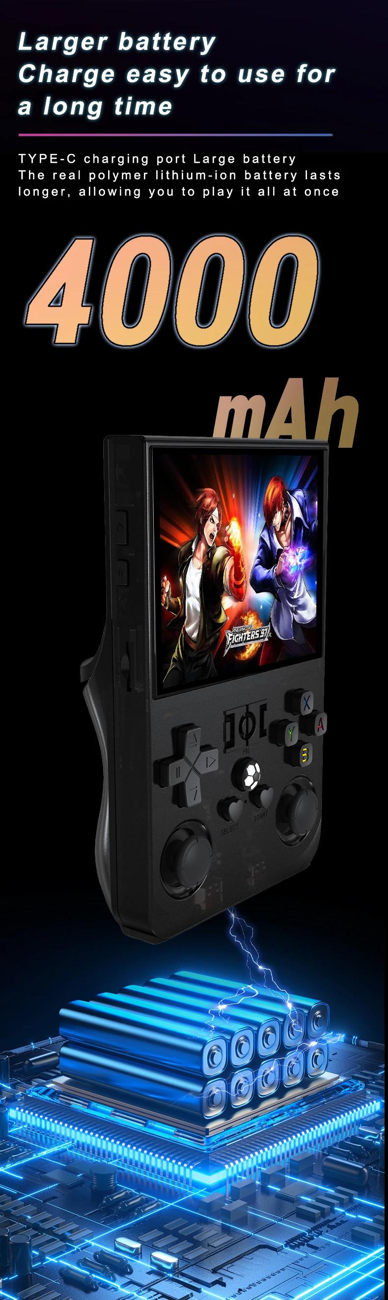 2025 Upgrade R36Pro Retro Handheld Game Console with 64GBuilt-in 18000+ Classic Games, Portable Video Gaming Console Linux System 4.0 Inch IPS Screen, 4000mAh Rechargeable Battery-Black