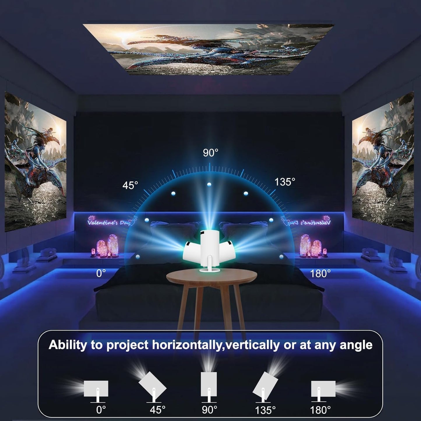 A4R Smart 4K Projector: 12000 Lumens, Native 1080P (Supports 4K), Android 13, 180° Rotation, Auto/Manual Focus, Dual-Band Wi-Fi 6, Bluetooth 5.2 - Your Ultimate Portable Movie Projector