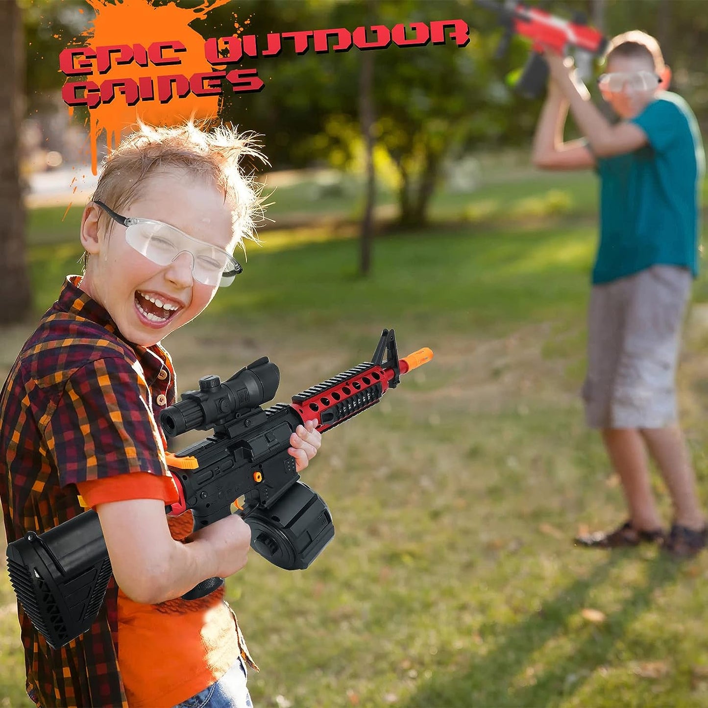 A4R M416 Electric Toy Gun - High-Speed Gel Ball Blaster with Drum Magazine, 80ft Range, Rechargeable Battery & Accessories - Perfect for Outdoor Play & Gifts