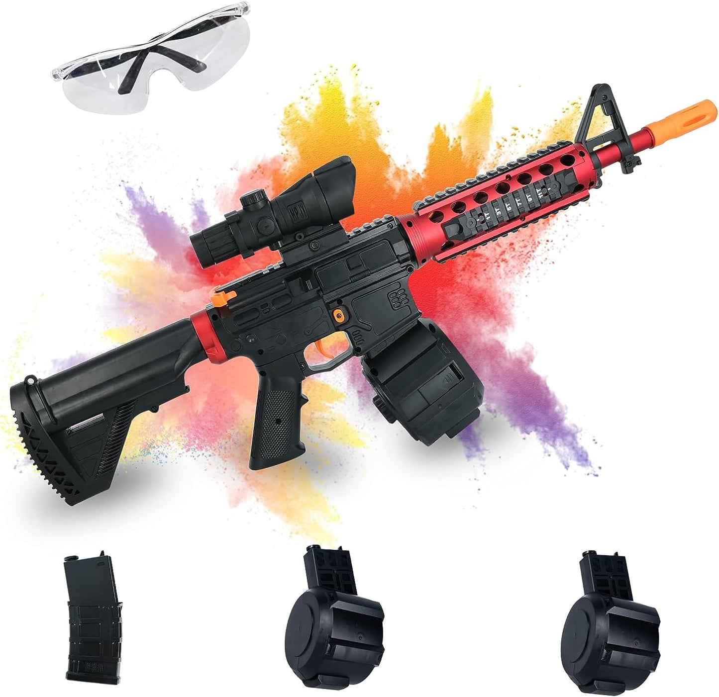 A4R M416 Electric Toy Gun - High-Speed Gel Ball Blaster with Drum Magazine, 80ft Range, Rechargeable Battery & Accessories - Perfect for Outdoor Play & Gifts