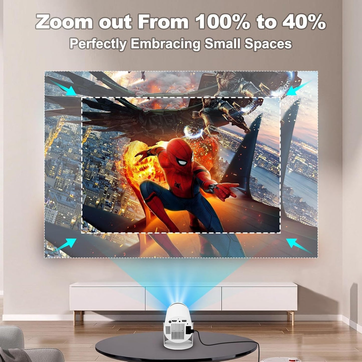 A4R Smart 4K Projector: 12000 Lumens, Native 1080P (Supports 4K), Android 13, 180° Rotation, Auto/Manual Focus, Dual-Band Wi-Fi 6, Bluetooth 5.2 - Your Ultimate Portable Movie Projector