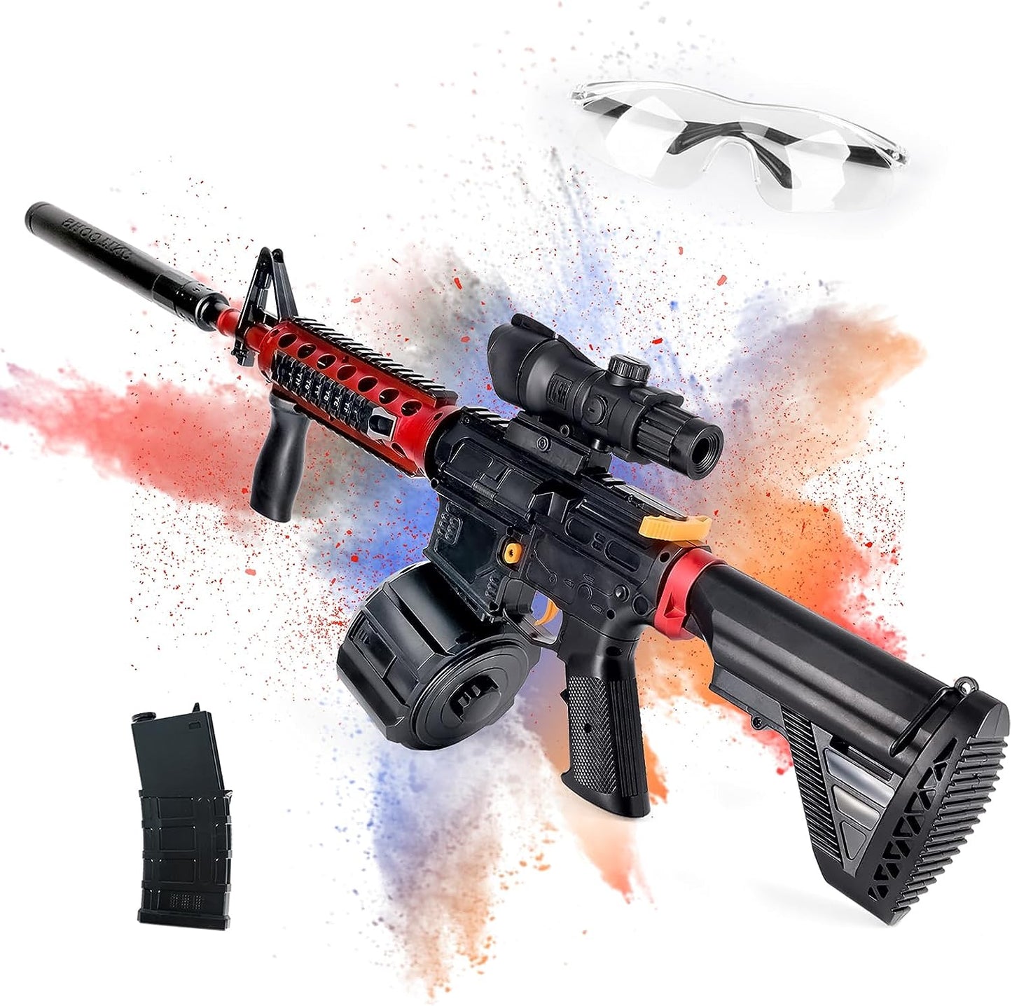 A4R M416 Electric Toy Gun - High-Speed Gel Ball Blaster with Drum Magazine, 80ft Range, Rechargeable Battery & Accessories - Perfect for Outdoor Play & Gifts