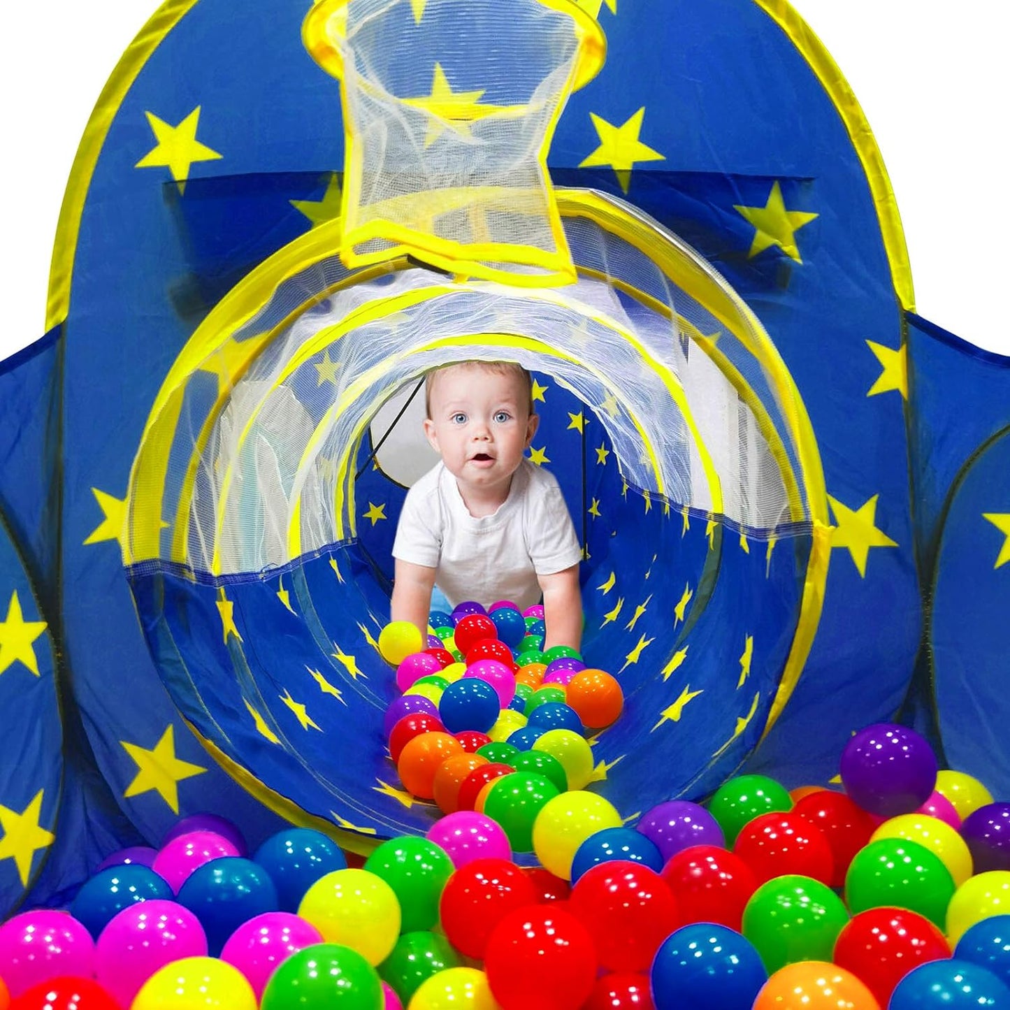 A4R 3pc Kids Play Tent for Boys with Ball Pit, Crawl Tunnel, Princess Tents for Toddlers, Baby Space World Playhouse Toys, Boys& Girls