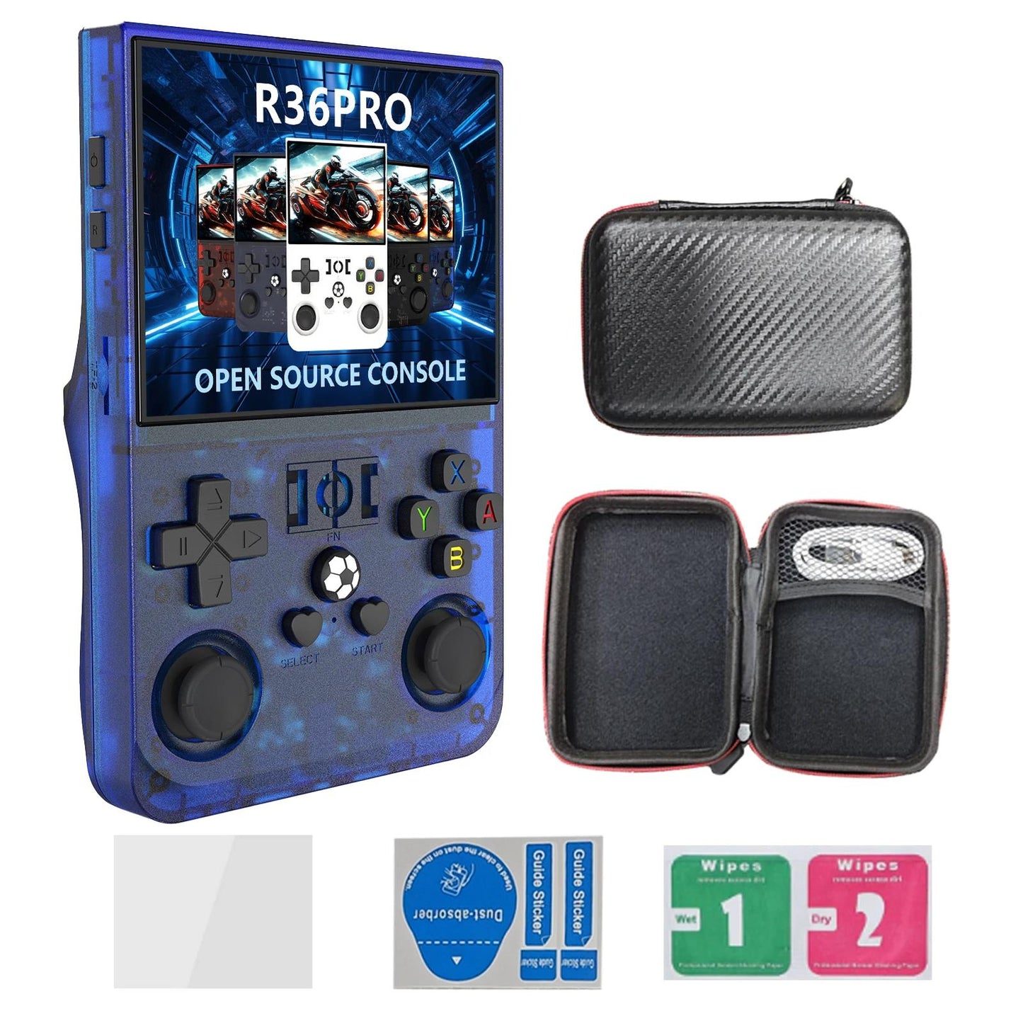 2025 Upgrade R36Pro Retro Handheld Game Console with 64GBuilt-in 18000+ Classic Games, Portable Video Gaming Console Linux System 4.0 Inch IPS Screen, 4000mAh Rechargeable Battery-Black