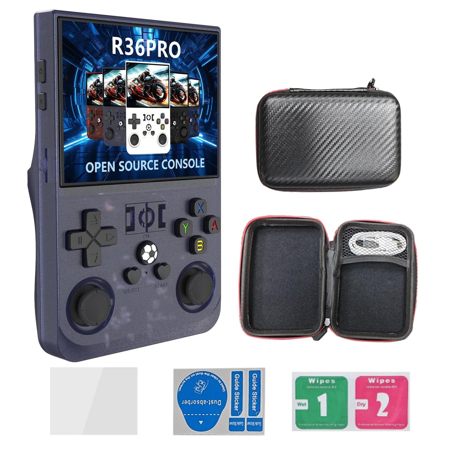 2025 Upgrade R36Pro Retro Handheld Game Console with 64GBuilt-in 18000+ Classic Games, Portable Video Gaming Console Linux System 4.0 Inch IPS Screen, 4000mAh Rechargeable Battery-Black