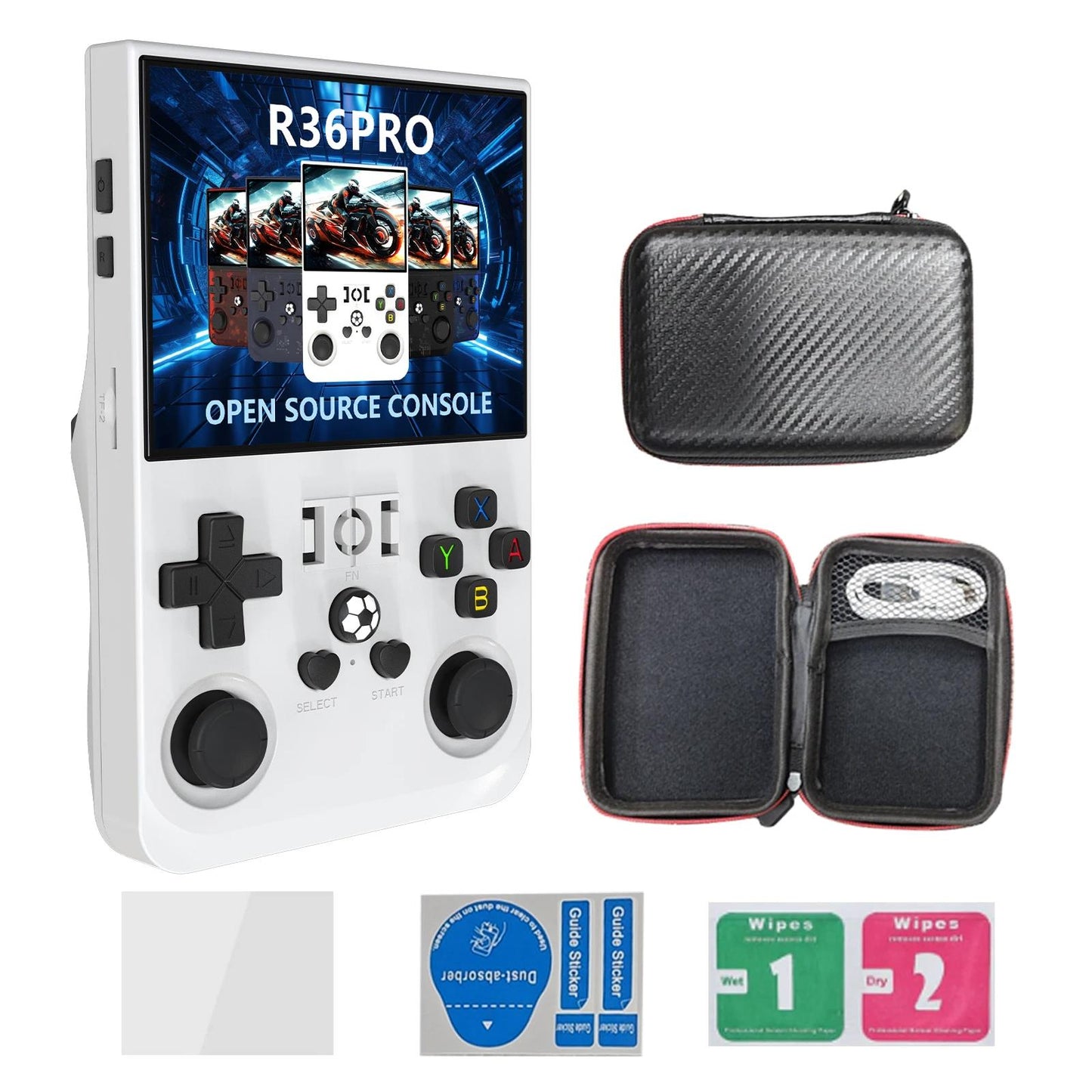 2025 Upgrade R36Pro Retro Handheld Game Console with 64GBuilt-in 18000+ Classic Games, Portable Video Gaming Console Linux System 4.0 Inch IPS Screen, 4000mAh Rechargeable Battery-Black