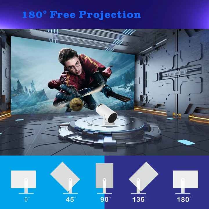A4R Smart 4K Projector: 12000 Lumens, Native 1080P (Supports 4K), Android 13, 180° Rotation, Auto/Manual Focus, Dual-Band Wi-Fi 6, Bluetooth 5.2 - Your Ultimate Portable Movie Projector
