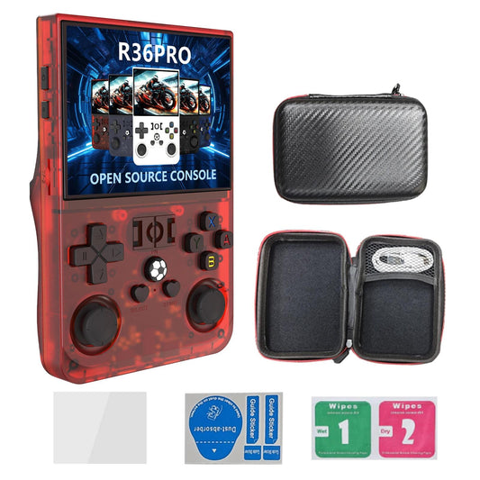2025 Upgrade R36Pro Retro Handheld Game Console with 64GBuilt-in 18000+ Classic Games, Portable Video Gaming Console Linux System 4.0 Inch IPS Screen, 4000mAh Rechargeable Battery-Black